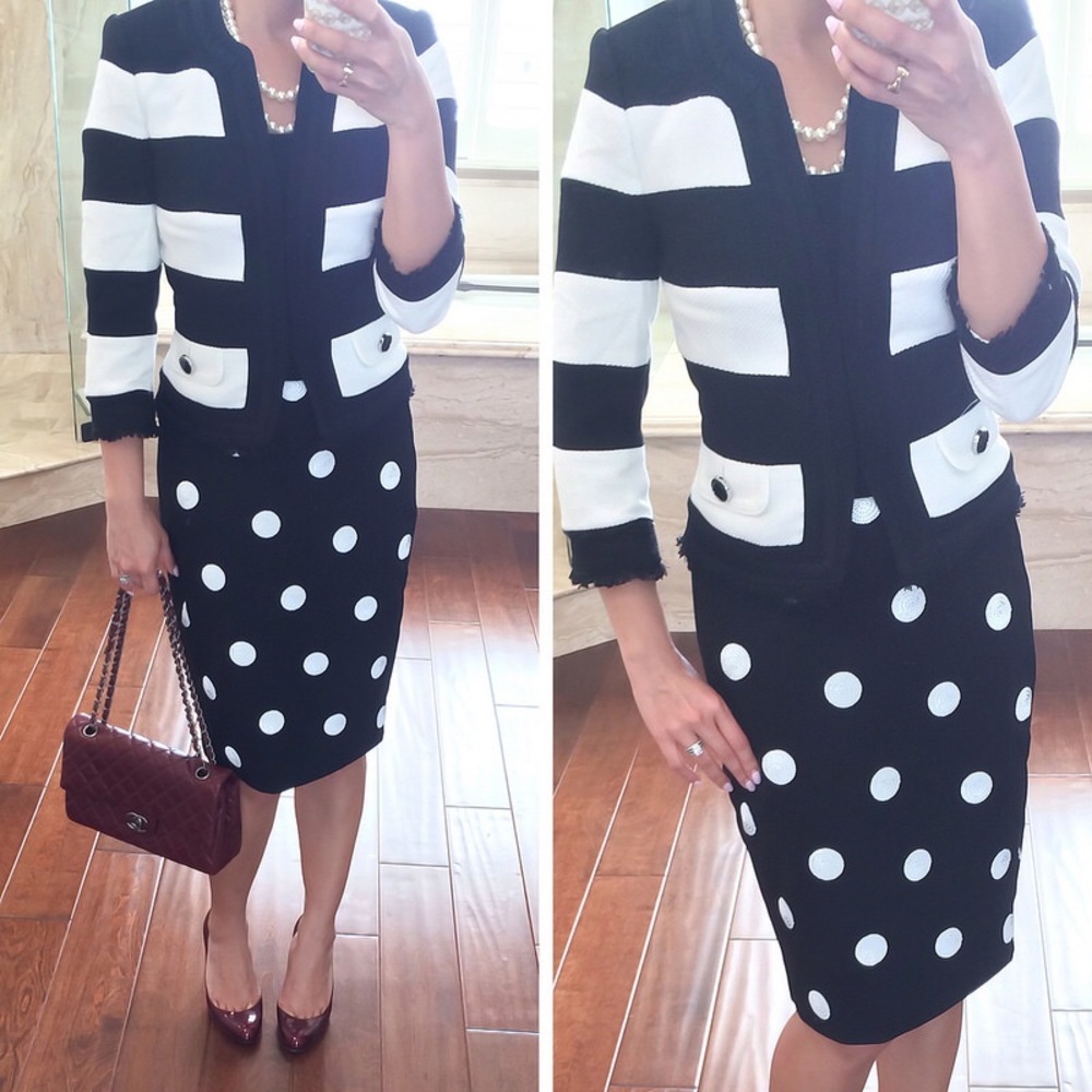 NWOT - WHBM, Polka Dot Ponte Pencil Skirt